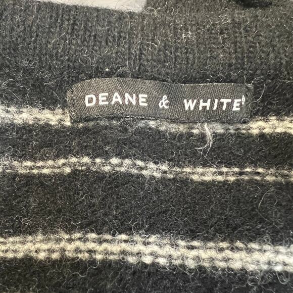 Deane & White Lambswool Black White Striped Button Front‎ Cardigan Small - Picture 5 of 5